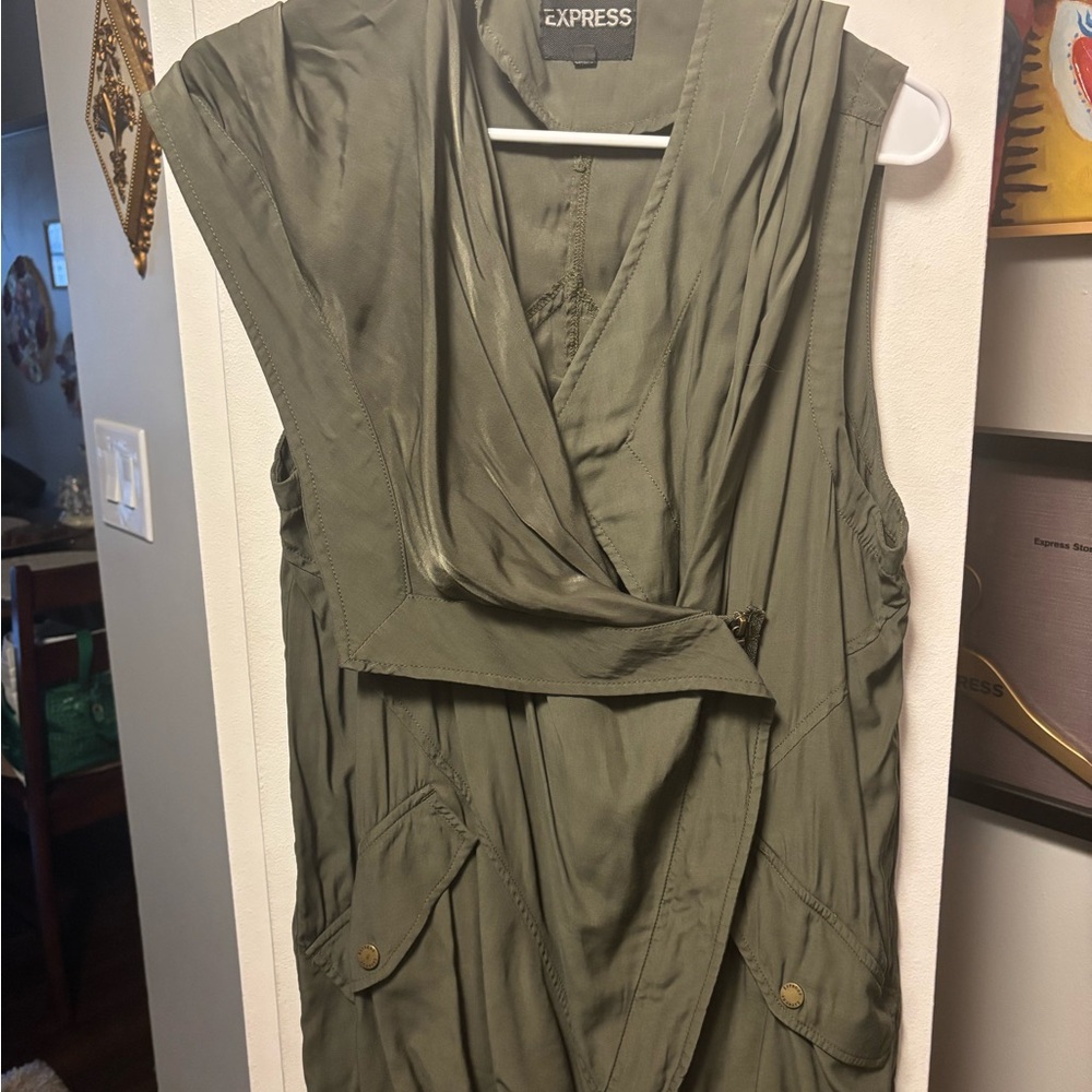 Express Khaki Green Draped Vest